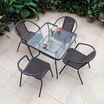 Outdoor Iron Art Foldable Table And Chairs Patio Terrace Casual Milk Tea Shop Outdoor Waterproof Sunscreen With Umbrella Table And Chairs Combination