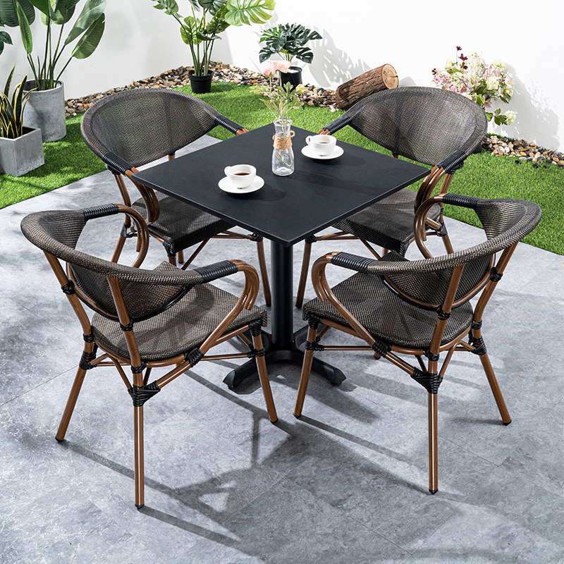 Minima Outdoor Leisure Table And Chairs Patio Outdoor Open-air Garden Iron Art Commercial Milk Tea Shop Passable Hem Square Table
