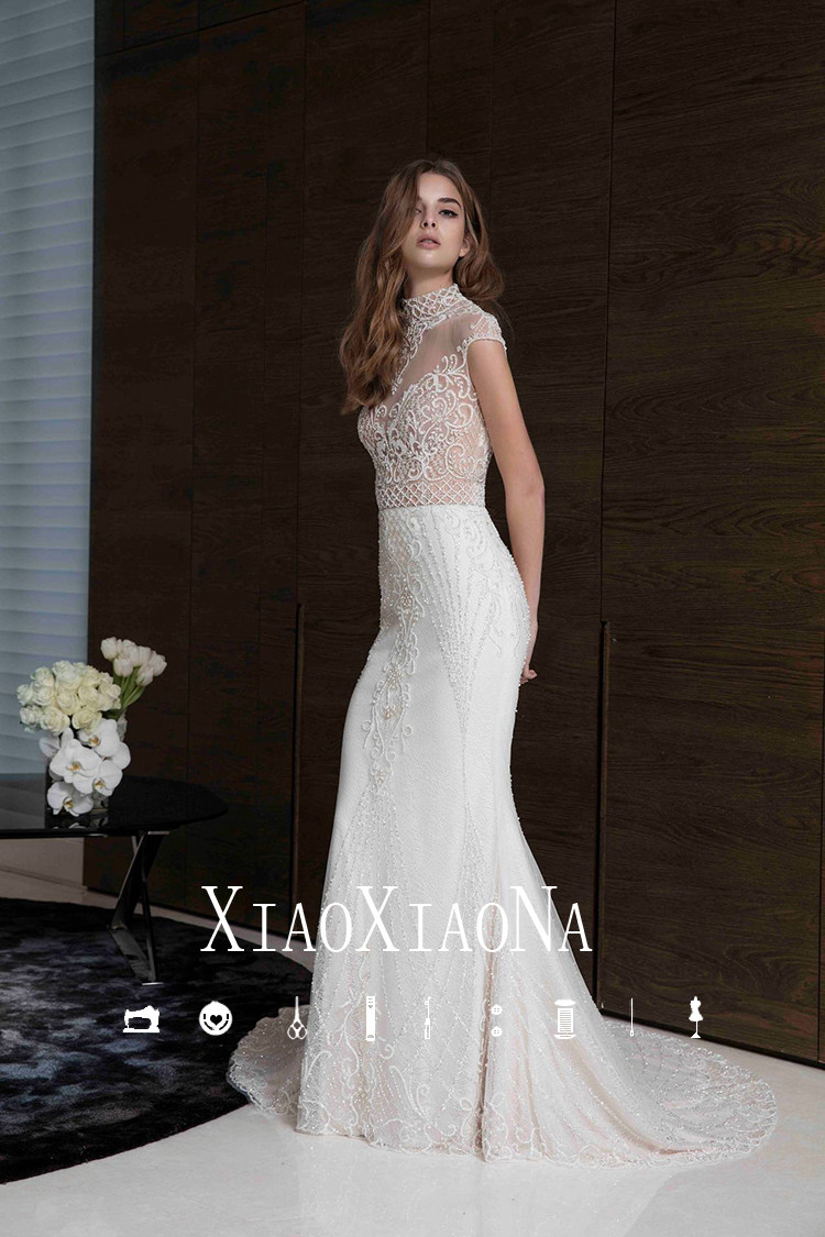 2021 new luxury fishtail princess dream luxury heavy industry court style waist thin travel pat light wedding dress