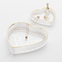 Xiaoxijia Nordic gold edged heart-shaped glass plate dessert plate fruit plate aromatherapy Tray storage plate jewelry plate setting plate