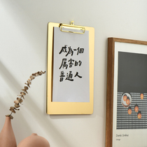 Xiaoxijia Nordic light luxury golden writing board clip stainless steel menu clip document splint bill splint