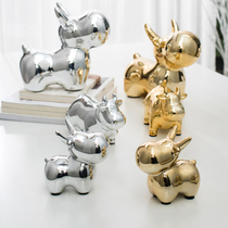 Little Western Nordic style light luxury golden ceramic cow ornaments cute Zodiac cow porch desktop decoration creative gift