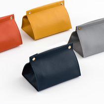 Xiaoxijia Nordic simple solid color leather tissue box household paper towel storage box napkin carton