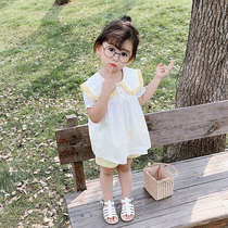 Girls shirt short sleeve summer new foreign style children little girl shirt White doll shirt baby Summer coat
