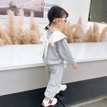Girls spring clothing suit 2022 new spring and autumn foreign air childrens baby girls trendy sports two sets