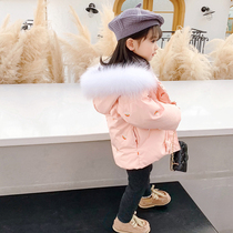 Girls down jacket Korean version 2020 new foreign style baby girl winter dress childrens clothing long thick hooded coat