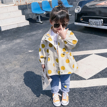 Girls windbreaker coat spring and autumn Korean version 2021 New medium long foreign style autumn childrens clothing coat female baby Autumn clothing