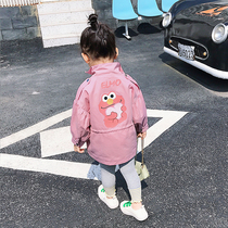 Girl coat spring and autumn 2021 new long Korean version of childrens clothing foreign style autumn coat female baby windbreaker spring dress