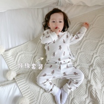 Good night KK cute little Bear pure cotton baby Home Clothing Autumn Clothes Autumn Pants Suit Home Suits Suit