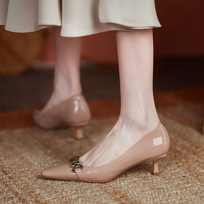 Givenivan super easy to wear ~ super beautiful elegant French high heels pointed patent leather stiletto shoes 4 5cm