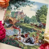 凉风 DMC вышивка крестом гостиная новая модель FJ-327 Пикник Европейская пейзажная живопись простой стиль простой стиль