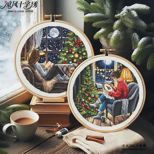 凉风 Нить DMC, набор для вышивки крестом, гостиная, новая декоративная картина, серия «Рождественская девушка», печать