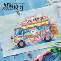 Liangfeng DMC Line Cross Ending Kit Новый оригинальный дизайн B265 Cat Coffee Car Print