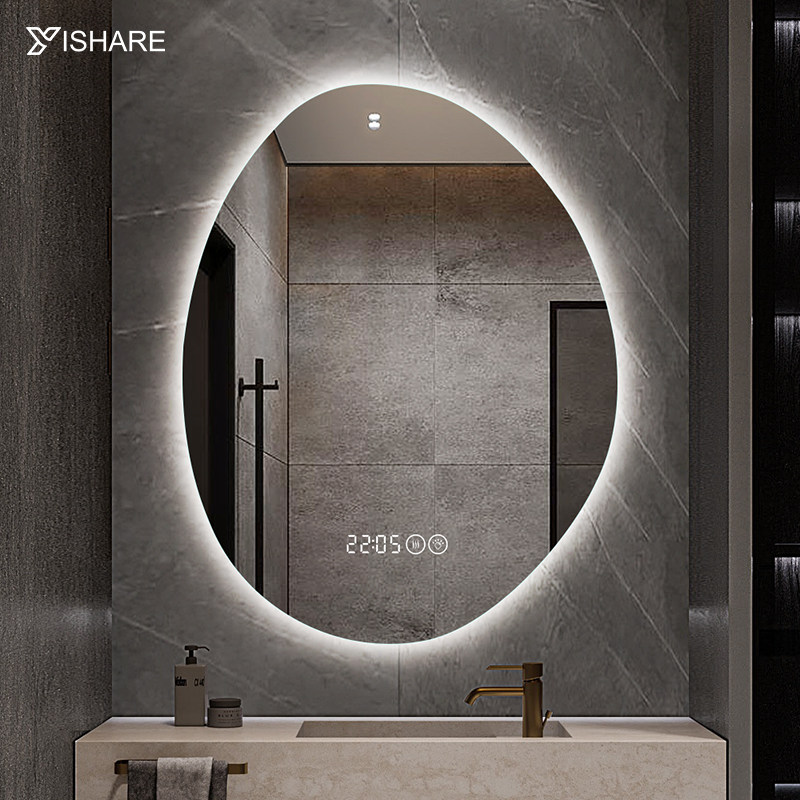 Special-shaped op led irregular luminous smart mirror wall-mounted powder room hand-washing table lamp mirror wall bathroom mirror