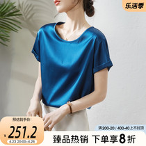 Sophie Silk Real Silk Short Sleeve T-shirt Woman Summer 2022 New Short Sleeve Shirt 100 Hitch Silk Round Collar Blouse