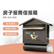 Villa Letterbox Outdoor Iron Art Wall-mounted Newsbox Bar Creative House Opinion Box Café Retro Wall-to-wall Mail