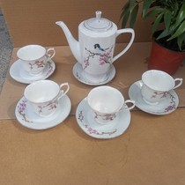 Inventory 7: 10-piece set of hand-painted white bone china teapots produced by the Art Porcelain Factory of Tangshan Ceramic Research Institute in the 1980s