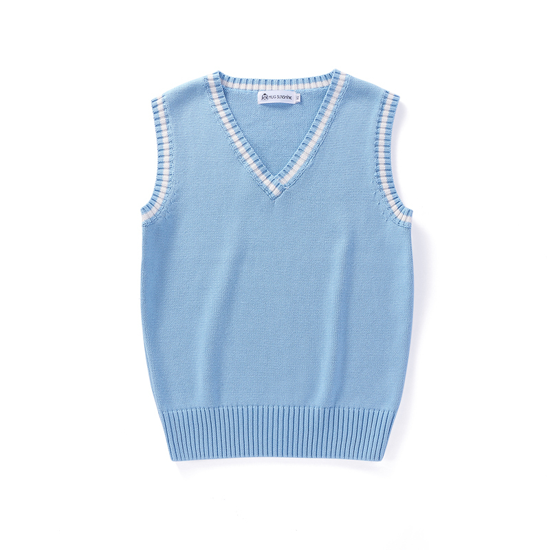 Shirt Paired with a V-Neck Loose Short Vest, Knitted Vest, Uniform, Student Sweater, College Style, Versatile for Both Men and Women