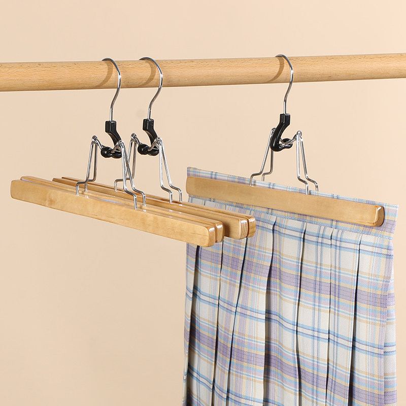 Solid Wood Hanfu Dress Clip Uniform Special Clothes Hanger Clips Pants Student Gerskirt Anti-Fries Clothes Hanger Home Jk Dormitory Women