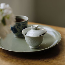 June Utensils｜Blue and white glaze carved tureen tea set handmade utensils