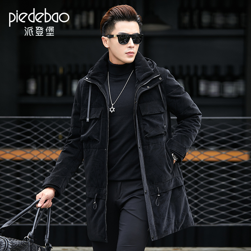 New Haining Sheepskin down Jacket for Men, Genuine Leather Mid-Length Hooded Trench Coat, Warm Winter Thick Coat New Haining Sheepskin down Jacket for Men, Genuine Leather Mid-Length Hooded Trench Coat, Warm Winter Thick Coat