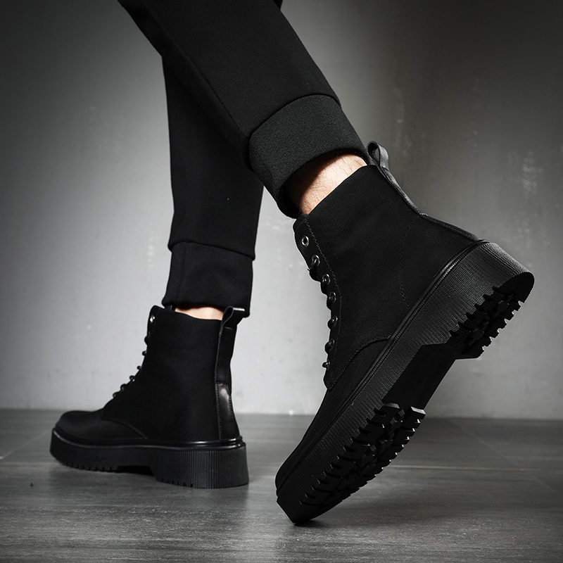 Men's shoes winter plush warm Martin boots men's snow boots men's tooling boots British high-top shoes men's high-top shoes