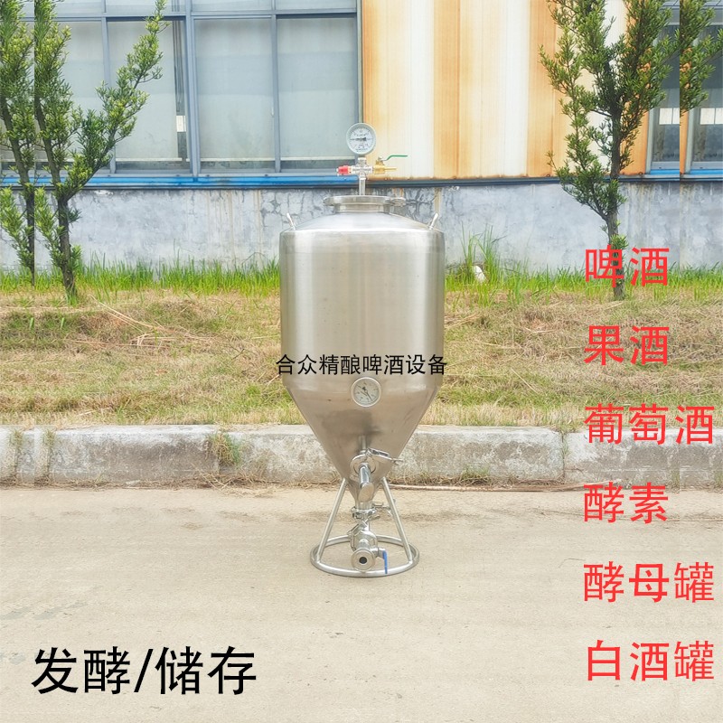 Stainless steel small single layer of pressure self-brewed beer fermenter multifunctional conical equipment wine mirror polished