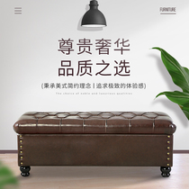 Mall Trial Changing Shoes Stool European-style Clothing Shop Shoes Shop Sofa Bench solid wood storage Stool PU Leather Bed Tailstool