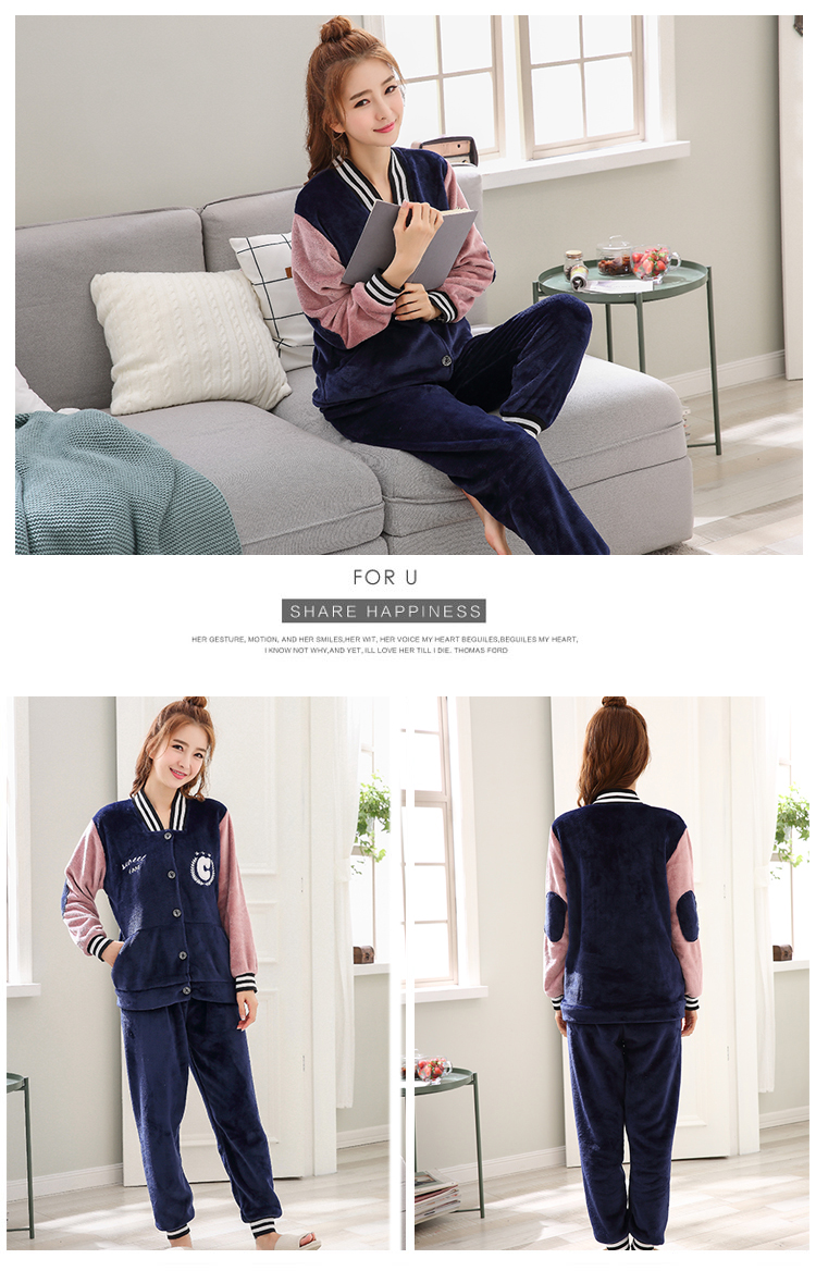 Mô hình mùa thu và mùa đông chất béo mm flannel dày đồ lót lông cừu san hô phụ nữ cộng với phân bón XL 200 kg phù hợp với dịch vụ nhà đồ ngủ nữ quần áo ngắn
