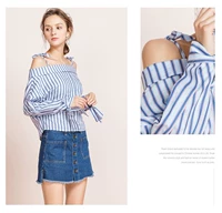 Roem Luoyan подлинное чистое склад RCYW86301B One -word Shadles Полосатые полосатые женщины с длинным рукавом рубашка с длинным рукавом
