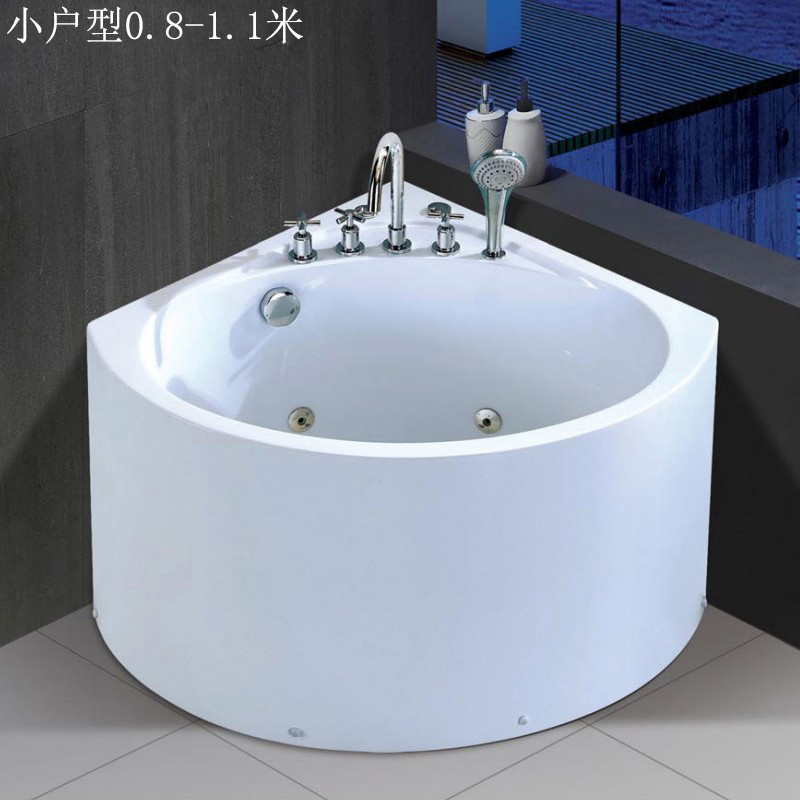 Triangular sector acrylic 0 9 11 1 m 1 m small household type thermostatic heating corner massage bathtub with pori 5186
