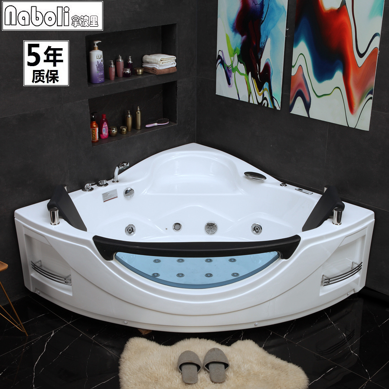 Double Sector Couple Triangle Tub Home Corner 1 6 m thermostatic massage Large bathtub with pori 5195