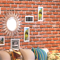 Thickened three-dimensional simulation brick wallpaper neoclassical red brick green brick wallpaper Restaurant hotel bar personality background wall