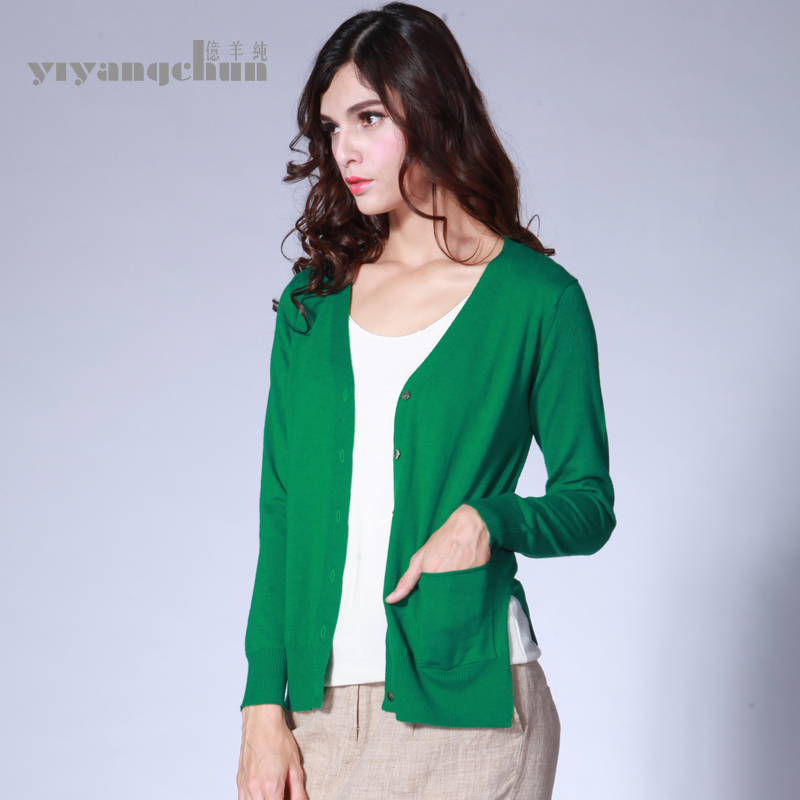 Tỷ cừu tinh khiết len ​​mùa xuân đẹp cardigan YQ14077 cardigan áo khoác cardigan kích thước phụ nữ lớn của