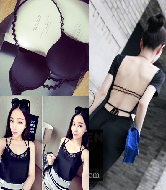 Mùa hè đẹp back-to-back áo ngực strapped với ren đen quyến rũ ngực ngực nhỏ bộ sưu tập đồ lót.