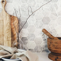 Hexagonal stone mosaic tiles Bathroom wall tiles Floor tiles Nordic style bathroom toilet Toilet floor