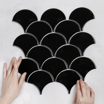 Net red ins black and white gray fan-shaped fish scale tiles Mosaic ceramics Kitchen toilet toilet wall tiles Floor tiles