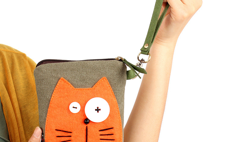 Orange dừa trolor patch hoang dã túi vải mini điện thoại di động túi xách điện thoại di động túi vải đơn giản có thể đặt 7p túi đựng điện thoại juno
