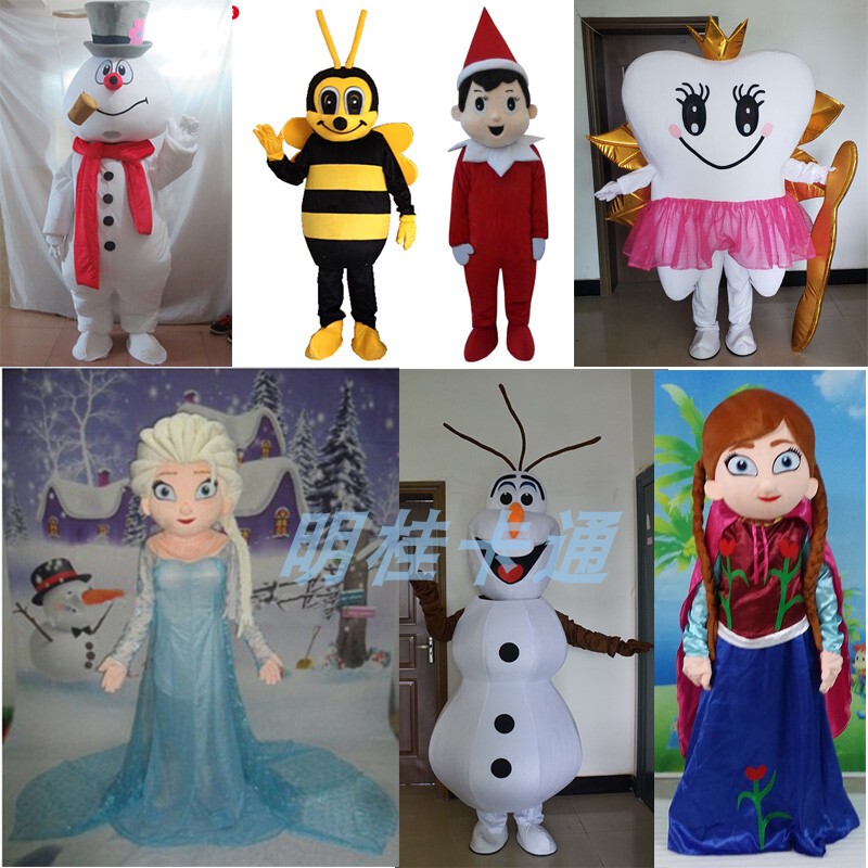 Foreign Cartoon Doll Costume Anna Elsa Walking Doll Snow Monster Watermelon Cartoon Performance Anime Adult