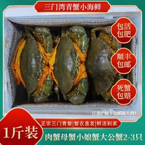 Authentic three-door blue crabs fresh small female crabs and large male crabs mixed with 1 catties of 2-3 blue crabs