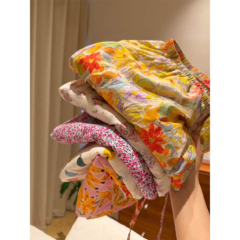 Pastoral Style Oil Painting Floral Print Pajama Pants for Women, Summer Comfortable High-Waisted Long Pants, Dopamine Style Home Pants That Can Be Worn Outside Pastoral Style Oil Painting Floral Print Pajama Pants for Women, Summer Comfortable High-Waisted Long Pants, Dopamine Style Home Pants That Can Be Worn Outside