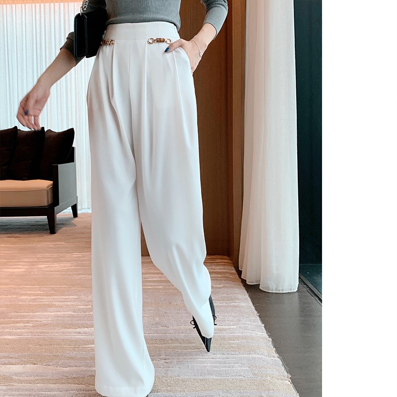 Haze Hezhi High Waist Drape Wide Leg Pants Women's 2021 New Loose All-match Thin Straight Mopping Pants Summer