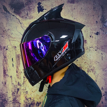 LVS electric motorcycle helmet men and women full helmet battery car personality cool four seasons winter motorcycle with Bluetooth horns
