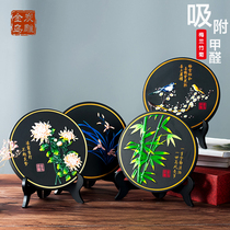 Jinwu charcoal carving plum orchid bamboo chrysanthemum creative home crafts ornaments living room Study Office activated carbon artwork