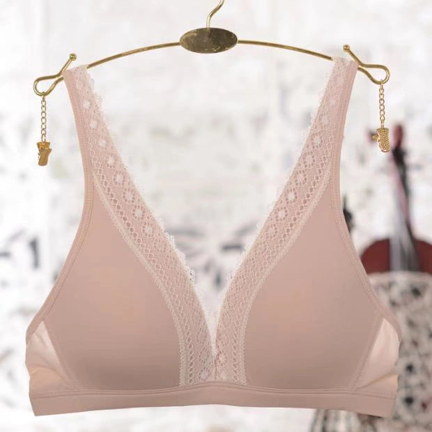 Áo nữ không có vòng đầy đủ cỡ lớn D cup chất béo MM bra phần mỏng ren ngực lớn bikini đồ lót