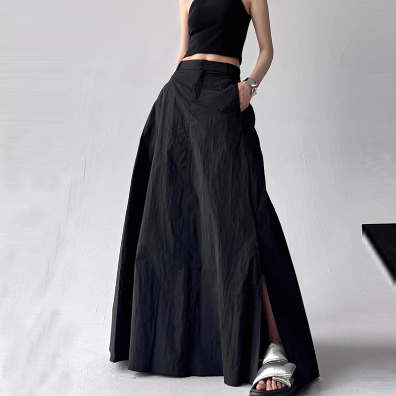 Ader American-Style Workwear Skirt for Women, Summer Thin Style 2026, American High-Waisted Retro Slit A-Line Bodycon Long Skirt Ader American-Style Workwear Skirt for Women, Summer Thin Style 2026, American High-Waisted Retro Slit A-Line Bodycon Long Skirt