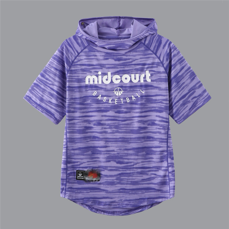 Middle Field Line Camouflage Striped Half-Sleeved Hooded Running Basket Clothing