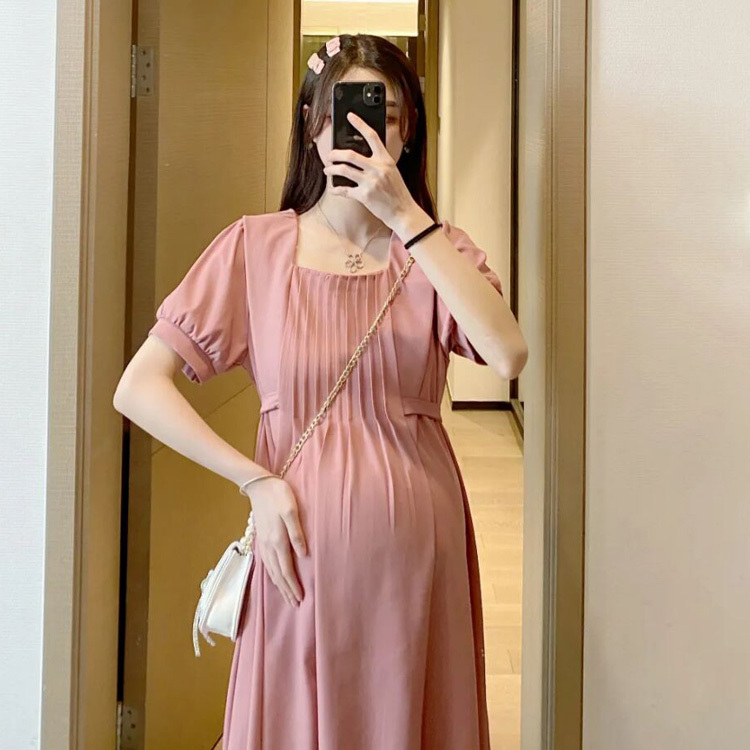 2026 New Maternity Wear, High-End Summer Fashion, Stylish and Slimming, Long Summer Dress with Elegant Temperament for Pregnant Women, Trendy