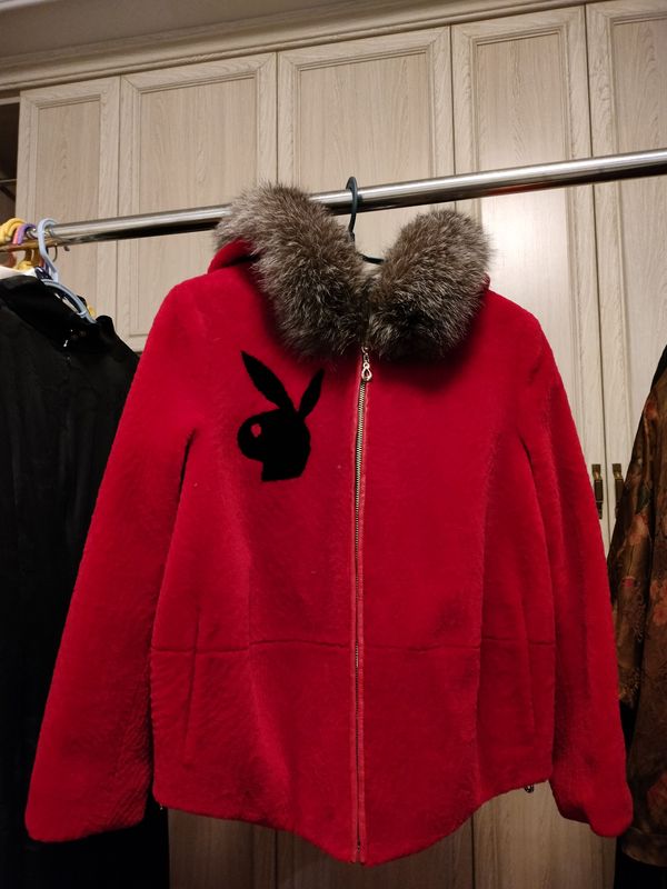 Sheepskin Shearling Integrated Red Jacket Short Coat