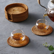 Day-style hand woven table cushion Vietnamese original ecological rattan knitted cup cushion heat insulation cushion disc cushion dining cushion teapot cushion tea road